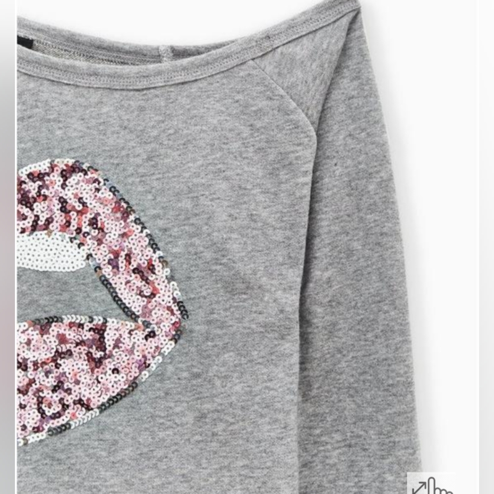 Breast Cancer Awareness Grey off the shoulder Sweatshirt - Picture 2 of 8